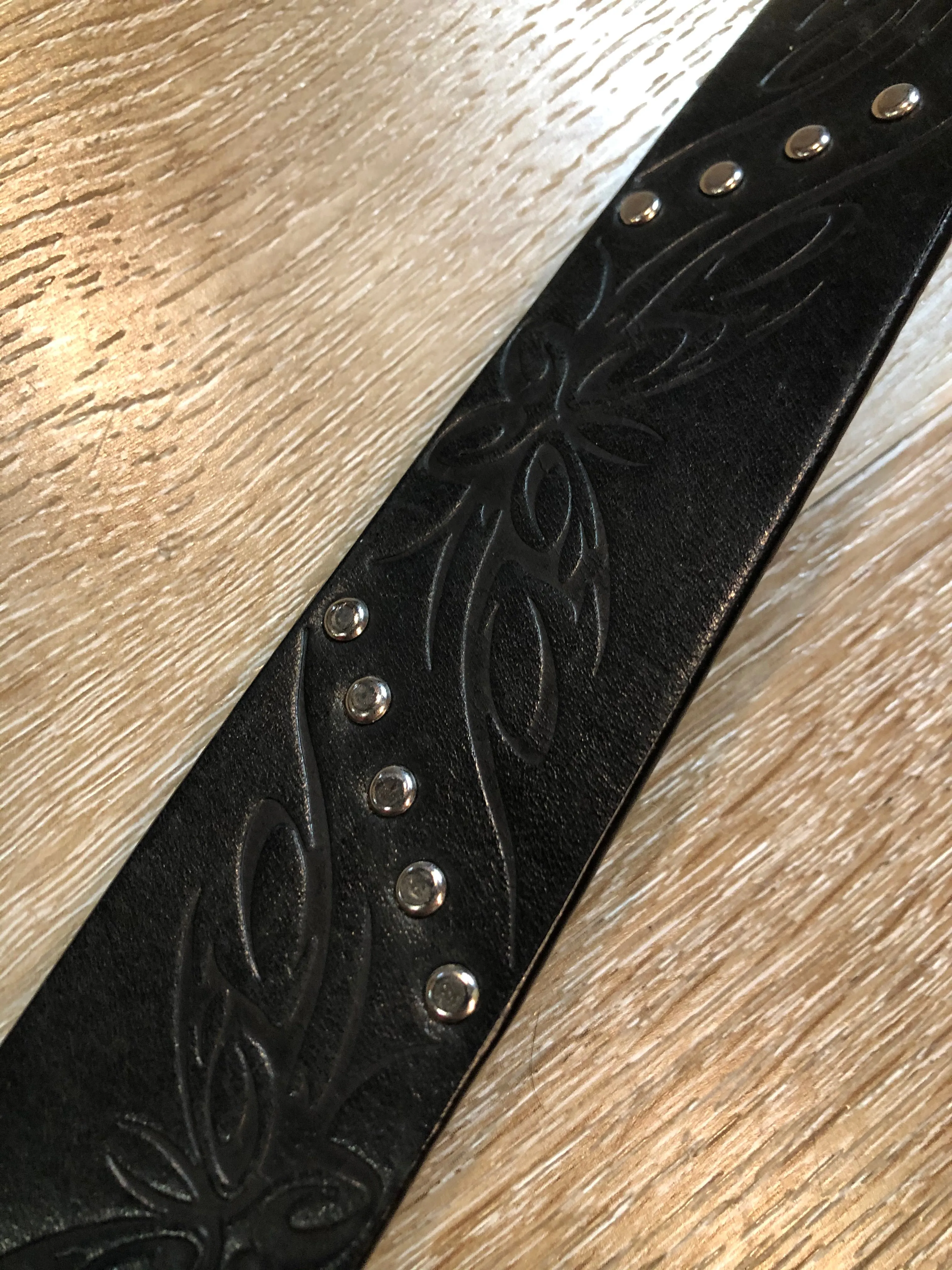 Black Leather Butterfly Belt with Turquoise Stone, SOLD