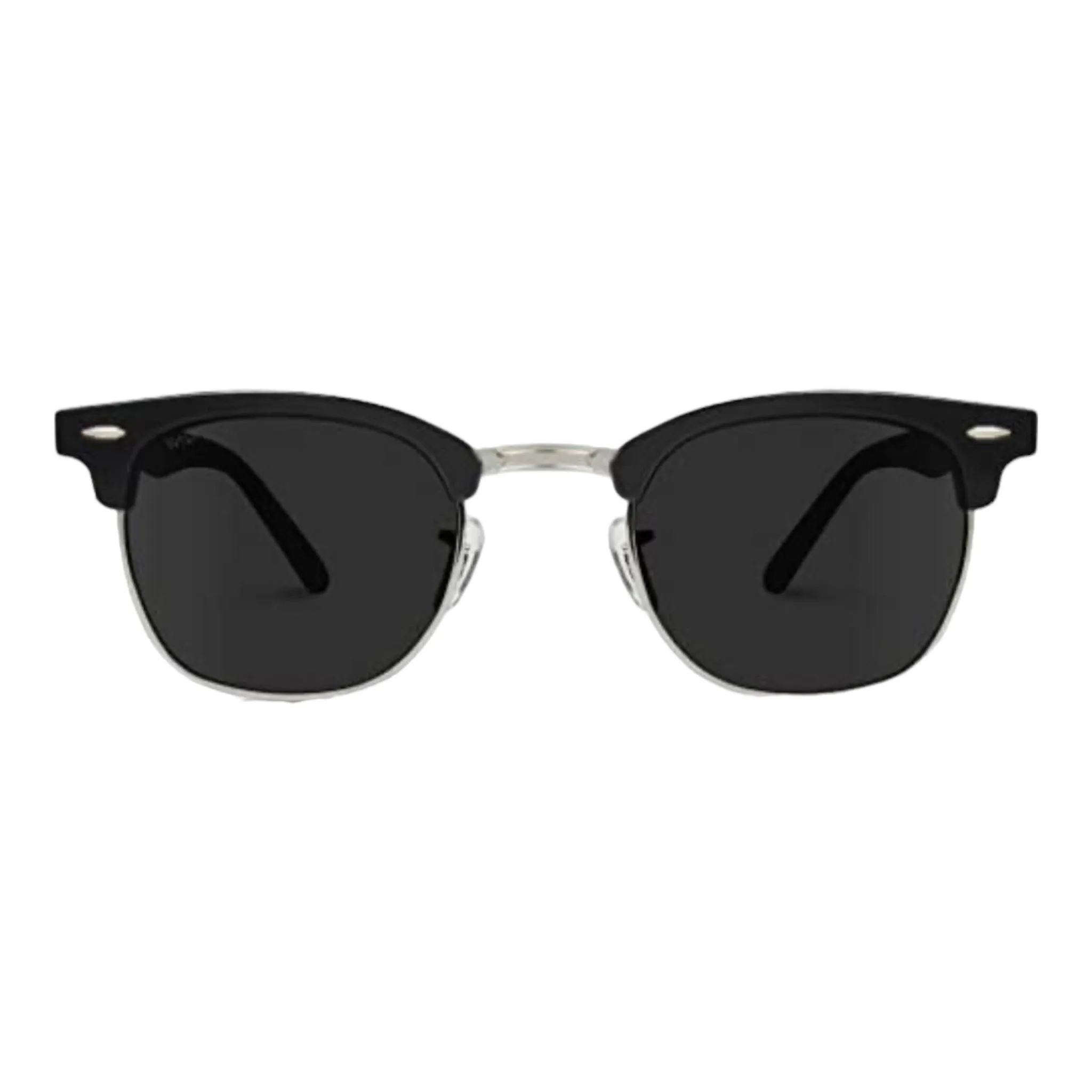 Black Polarized Semi Rimless Sunglasses