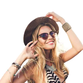 Black Polarized Semi Rimless Sunglasses