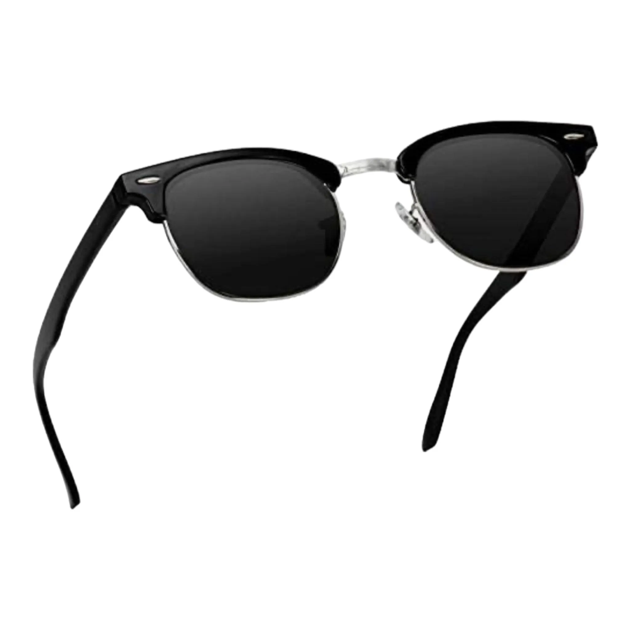 Black Polarized Semi Rimless Sunglasses