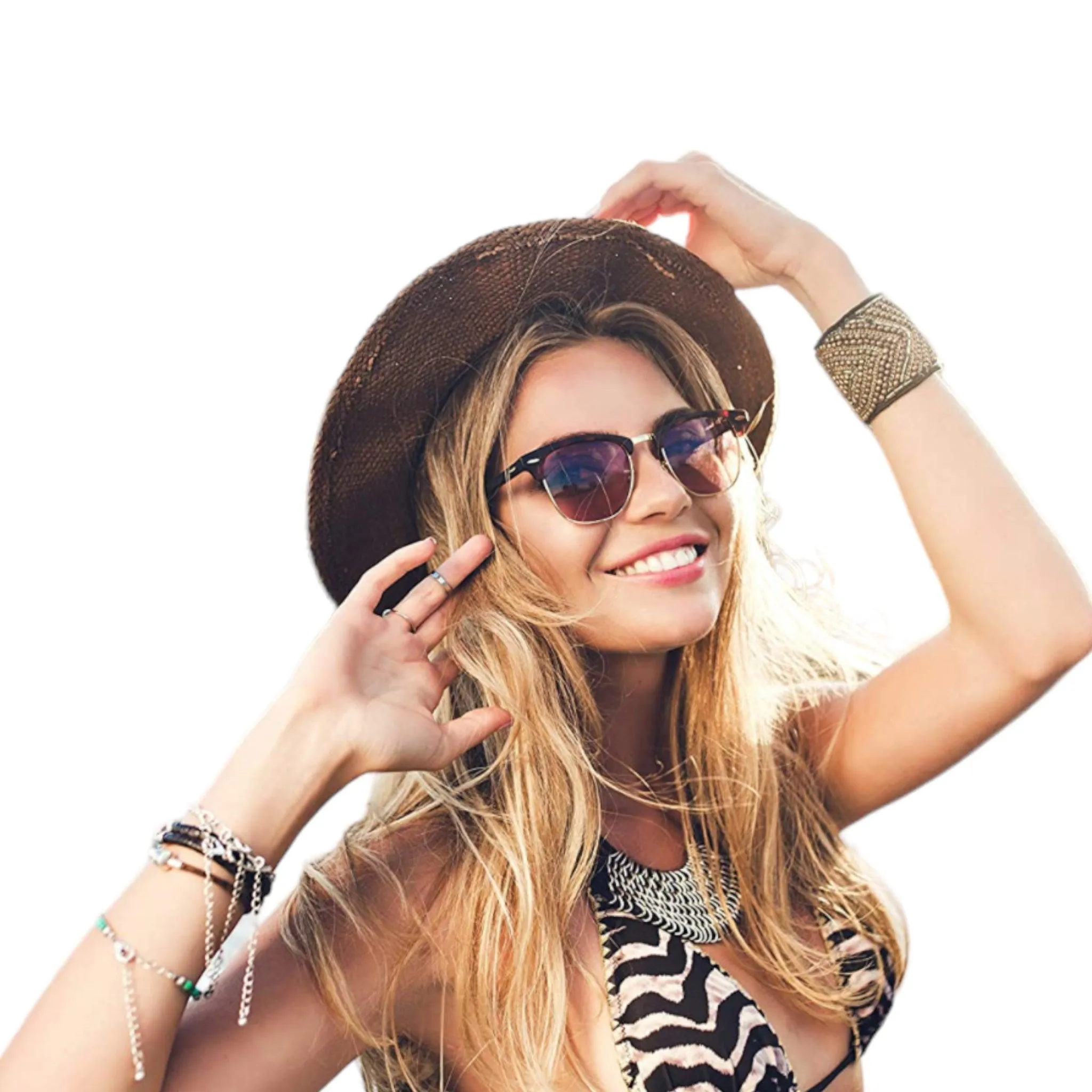 Black Polarized Semi Rimless Sunglasses