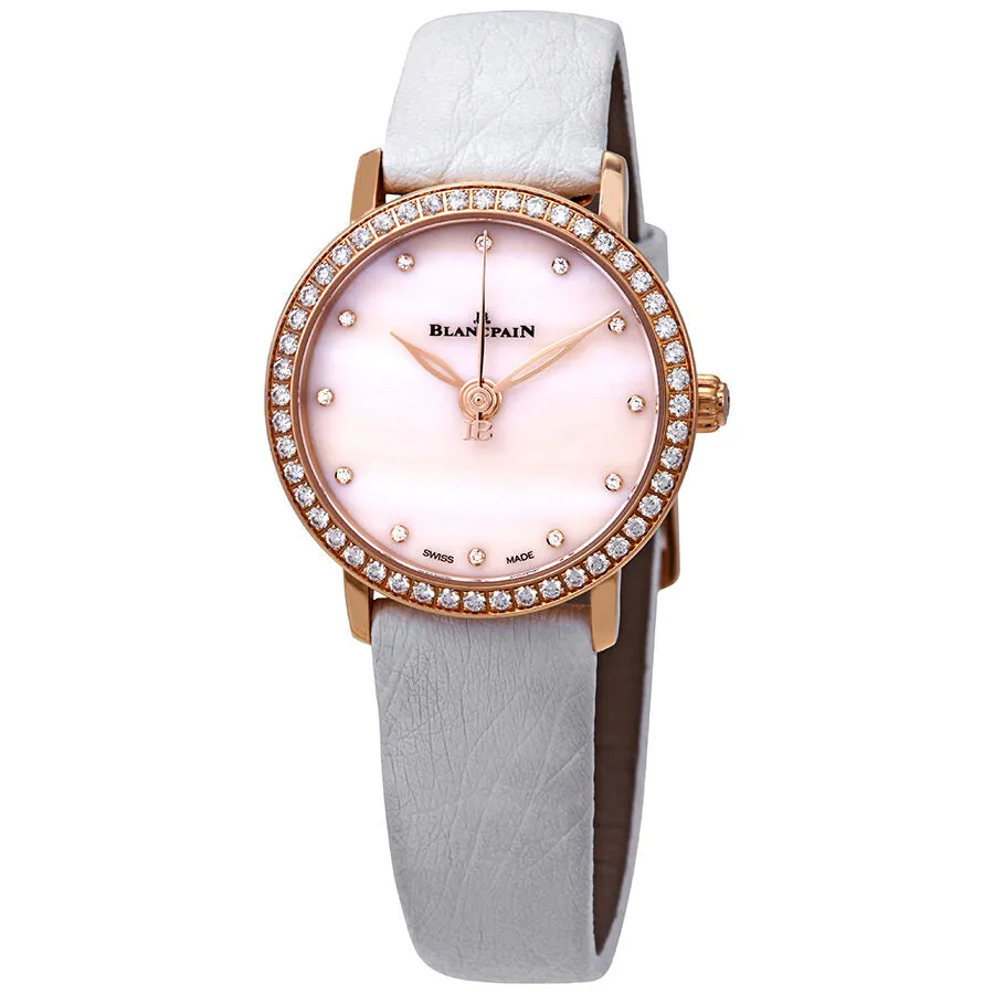 Blancpain 18kt Rose Gold Automatic Mother of Pearl Diamond Dial Ladies Watch 6102-2954C-95A