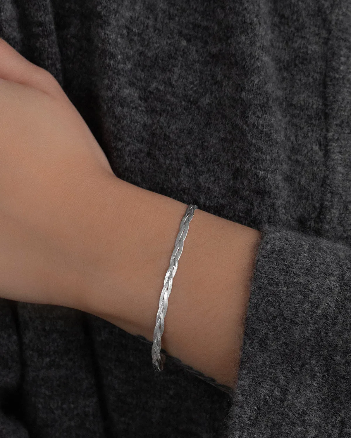 Braided Herringbone Bracelet | Silver