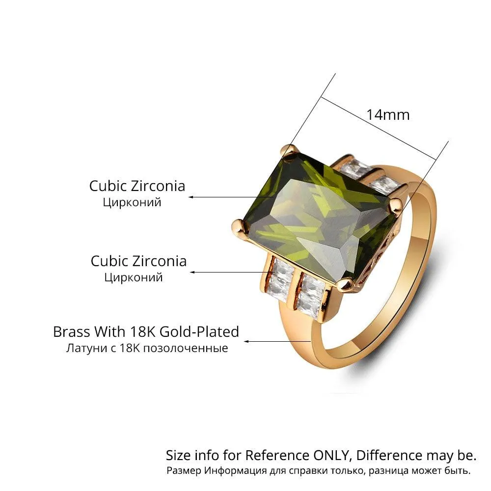 Broadside Square 14mm Gold Color Rings Fashion