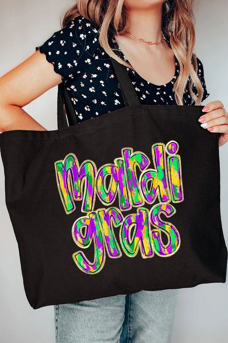 Brushed Mardi Gras Canvas Jumbo Tote