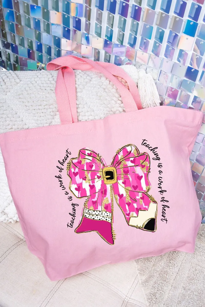 Brushed Teaching Is A Work Of Heart Canvas Jumbo Tote