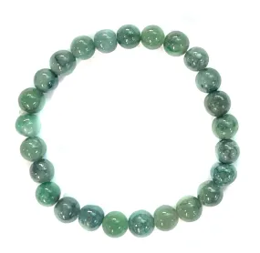 Burmese Jade Round Stone Bead Stretch Bracelet
