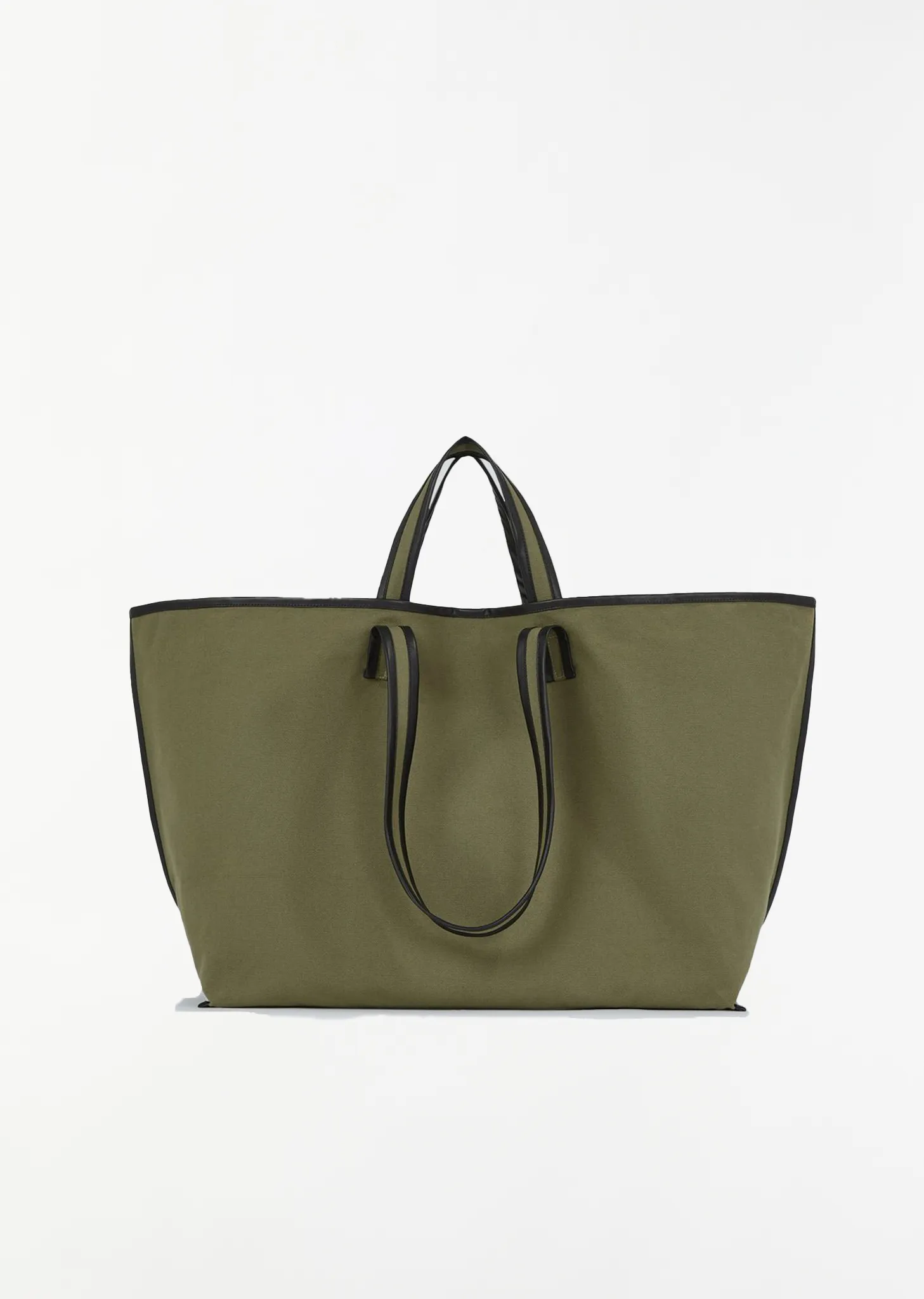 Canvas Tote — Khaki / Oil Black