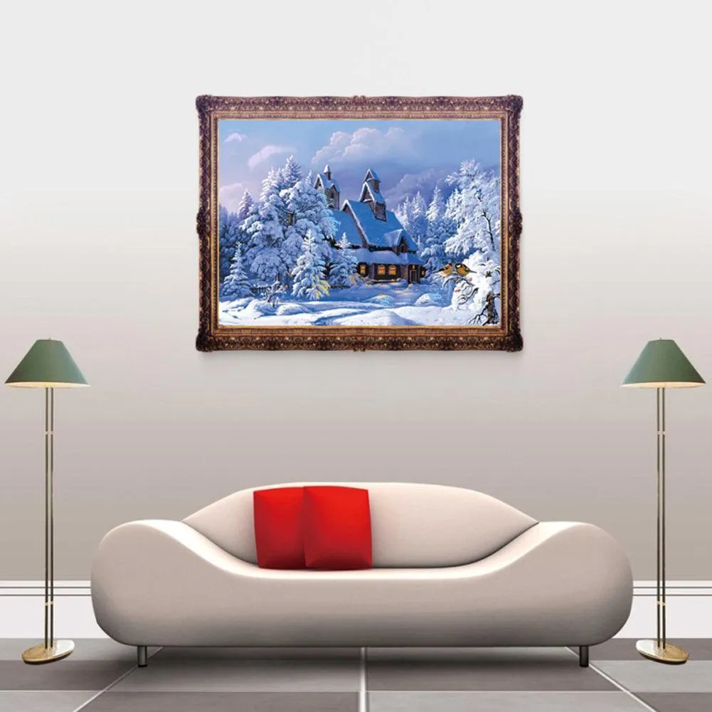 Charming Snowy Cottage 5D Diamond Painting Kit - Enchant Your Home Decor
