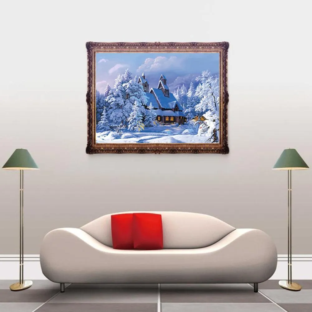 Charming Snowy Cottage 5D Diamond Painting Kit - Enchant Your Home Decor