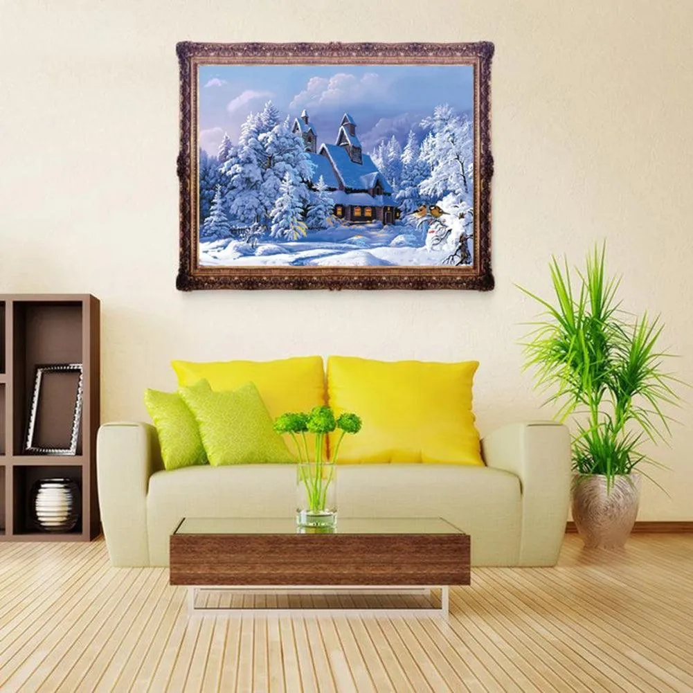 Charming Snowy Cottage 5D Diamond Painting Kit - Enchant Your Home Decor