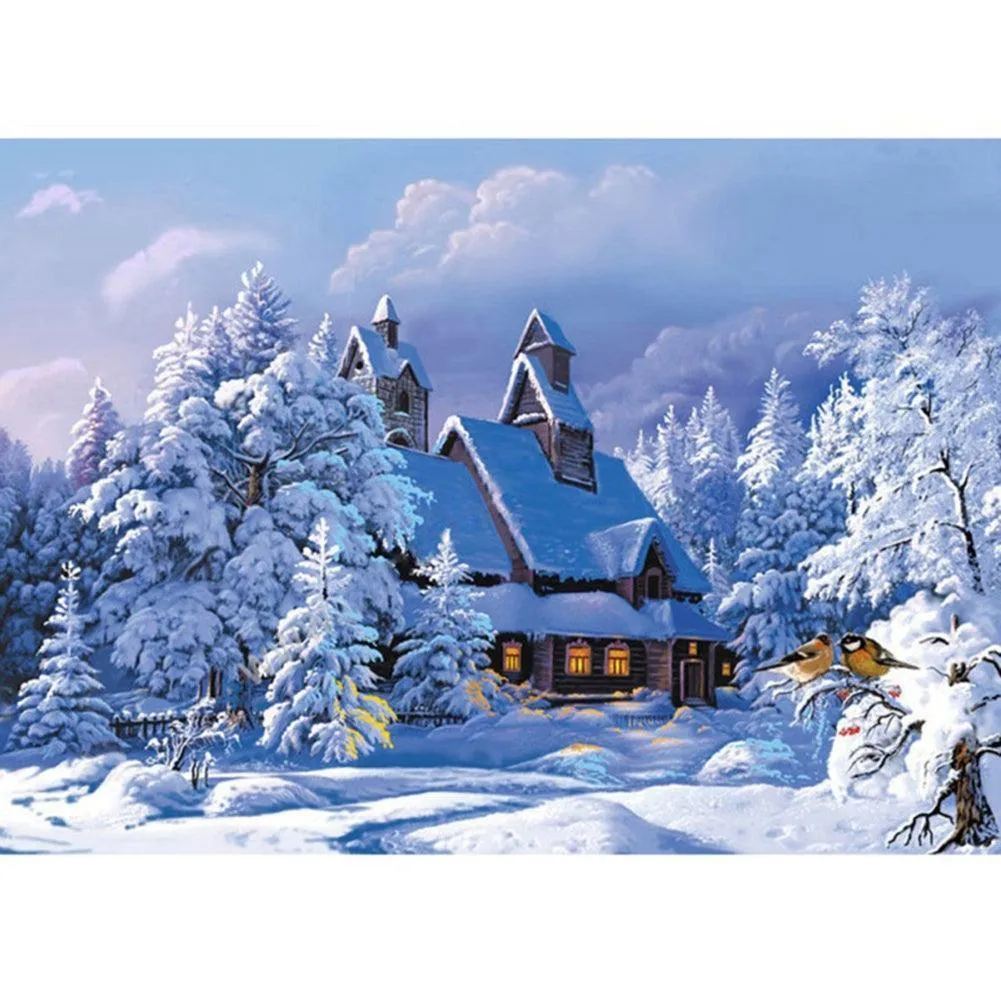 Charming Snowy Cottage 5D Diamond Painting Kit - Enchant Your Home Decor