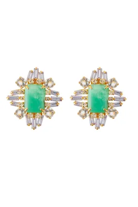 Chrysoprase Clear Quartz Earrings