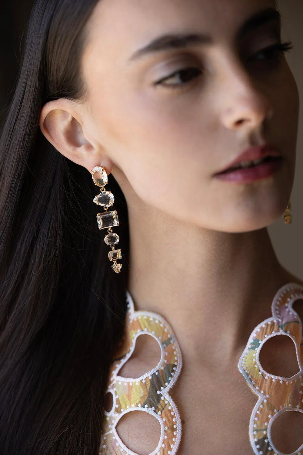 Clear Quartz Linear Earring