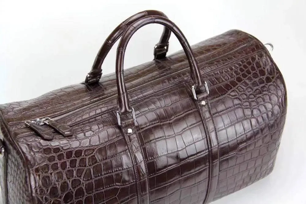 Crocodile Belly Leather Super Medium Travel Duffel Bag