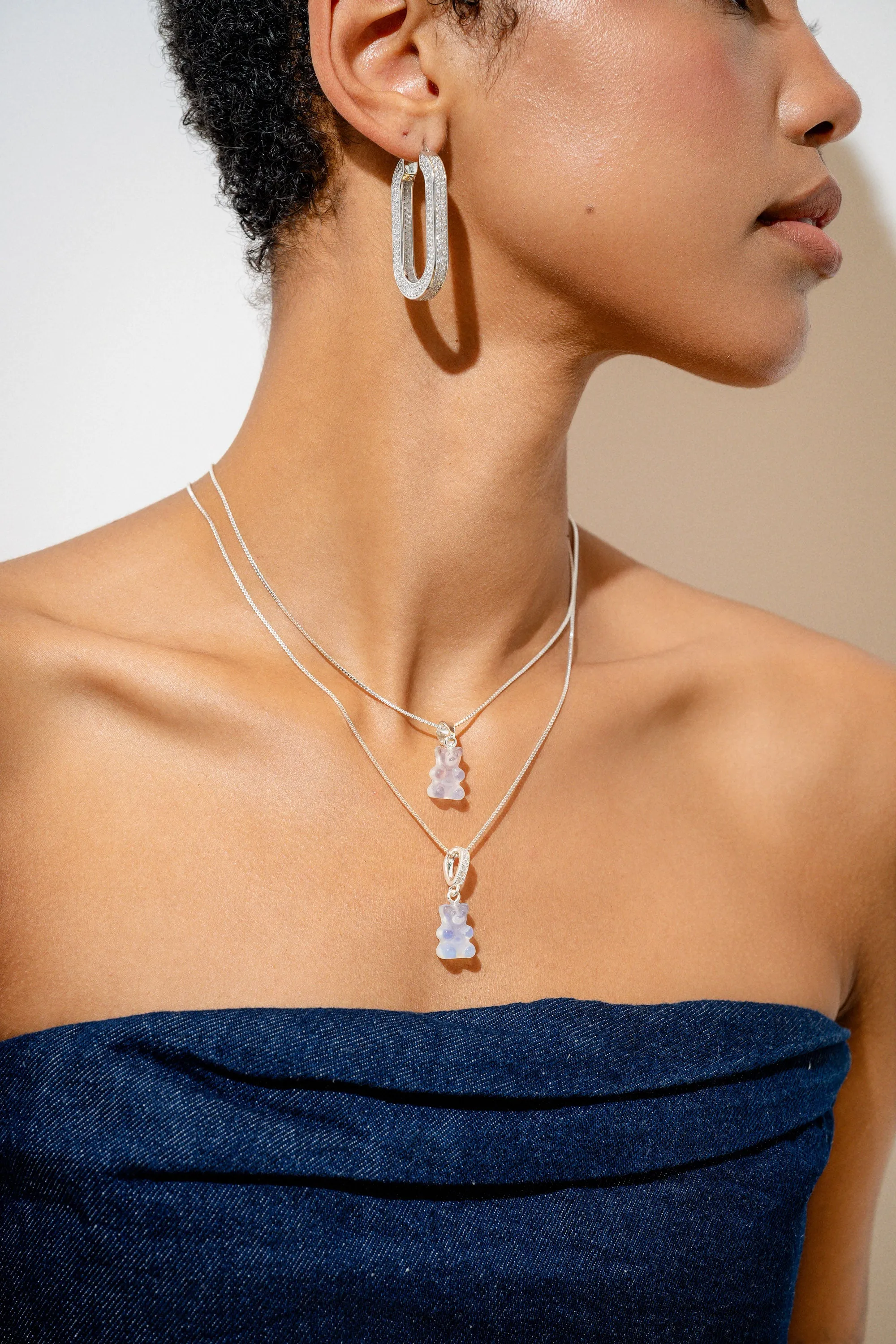 Crystal Nostalgia Bear - Classic Connector - Silver plated - Opal