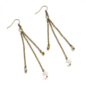 Crystal Quartz and Hematite Chain Earrings