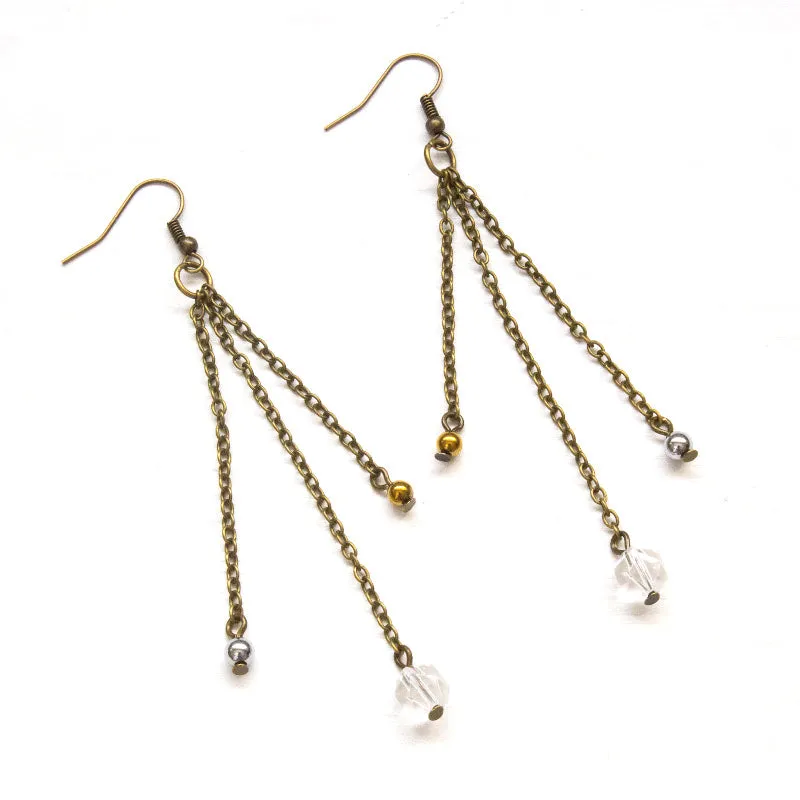 Crystal Quartz and Hematite Chain Earrings