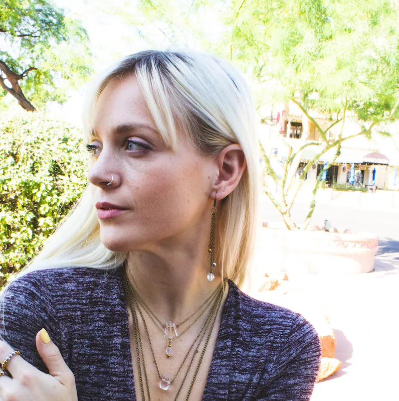 Crystal Quartz and Hematite Chain Earrings