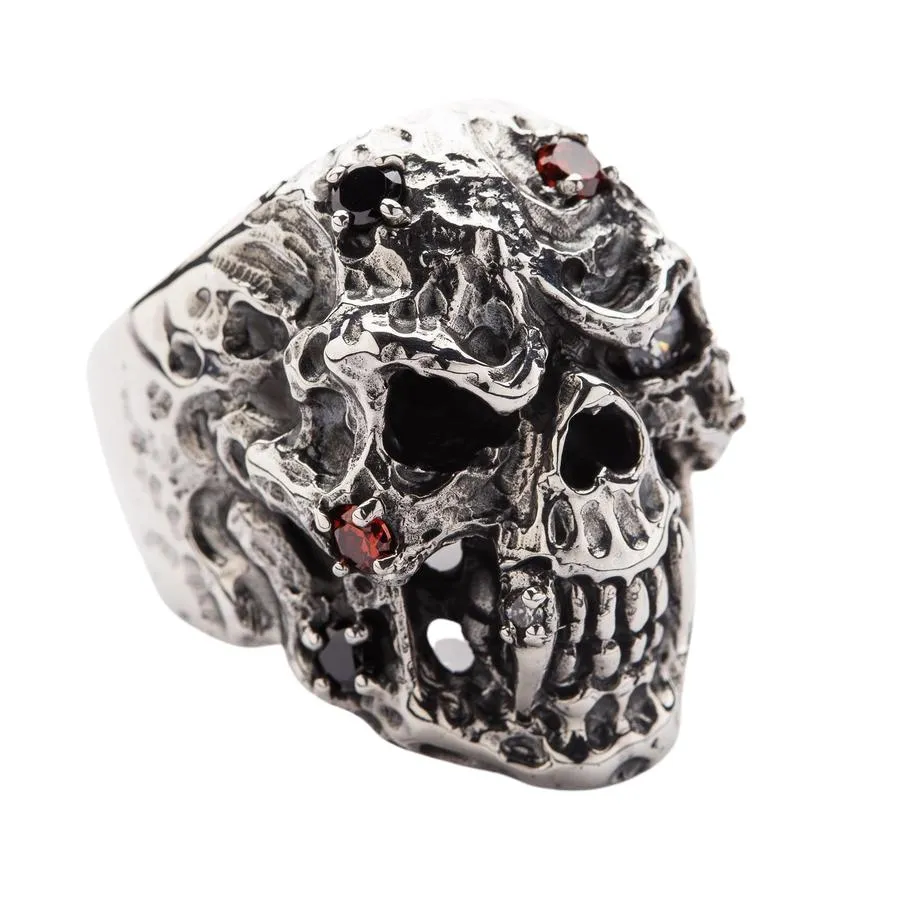 Diamond Eyes Mens Skull Vampire Ring