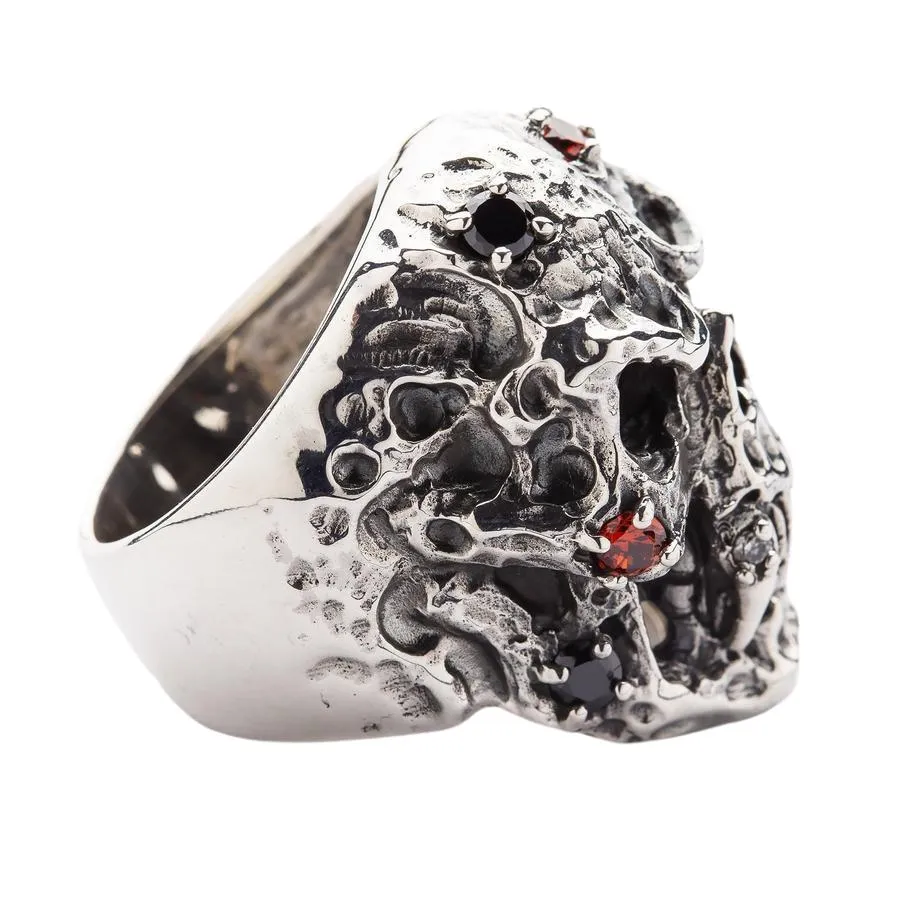 Diamond Eyes Mens Skull Vampire Ring