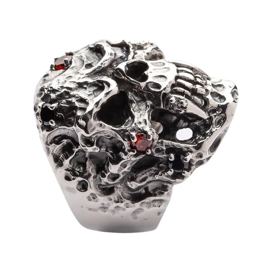 Diamond Eyes Mens Skull Vampire Ring