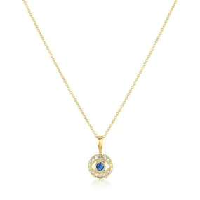 Diamond Rich Evil Eye Pendant and Sapphire