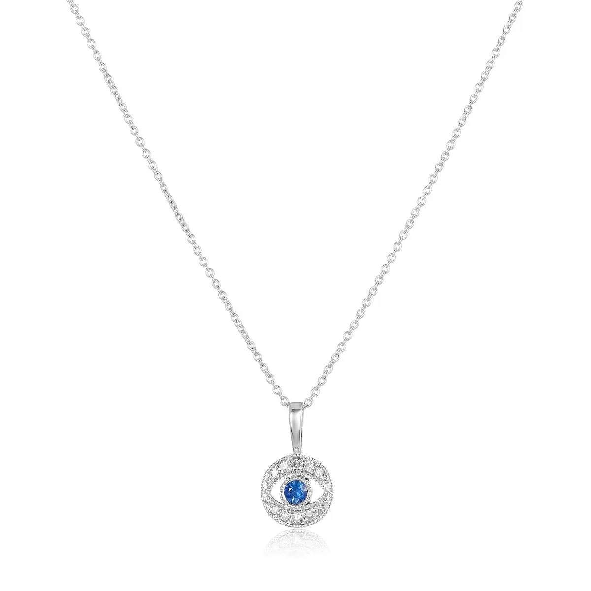 Diamond Rich Evil Eye Pendant and Sapphire