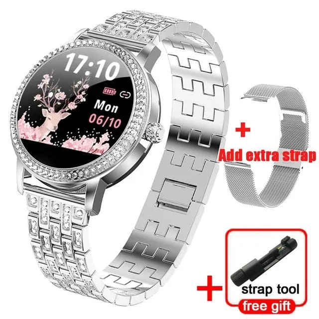 Diamond-studded Smart Watch 2020 For Women Lovely Steel Sport Watch IP68 waterproof Fitness bracelet Heart Rate LW20 Smartwatch