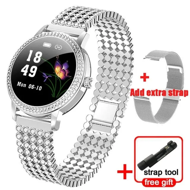 Diamond-studded Smart Watch 2020 For Women Lovely Steel Sport Watch IP68 waterproof Fitness bracelet Heart Rate LW20 Smartwatch