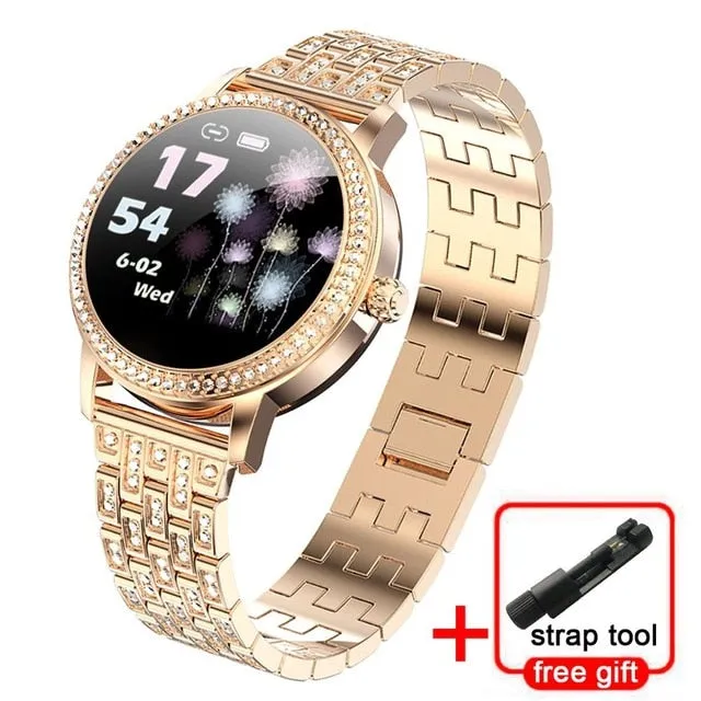 Diamond-studded Smart Watch 2020 For Women Lovely Steel Sport Watch IP68 waterproof Fitness bracelet Heart Rate LW20 Smartwatch