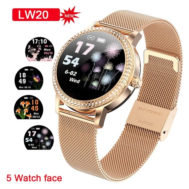 Diamond-studded Smart Watch 2020 For Women Lovely Steel Sport Watch IP68 waterproof Fitness bracelet Heart Rate LW20 Smartwatch