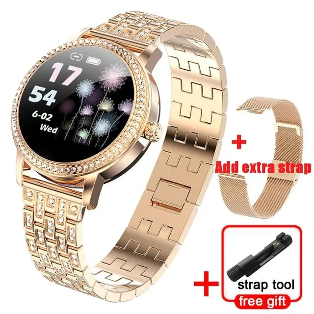 Diamond-studded Smart Watch 2020 For Women Lovely Steel Sport Watch IP68 waterproof Fitness bracelet Heart Rate LW20 Smartwatch