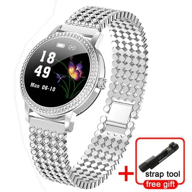 Diamond-studded Smart Watch 2020 For Women Lovely Steel Sport Watch IP68 waterproof Fitness bracelet Heart Rate LW20 Smartwatch