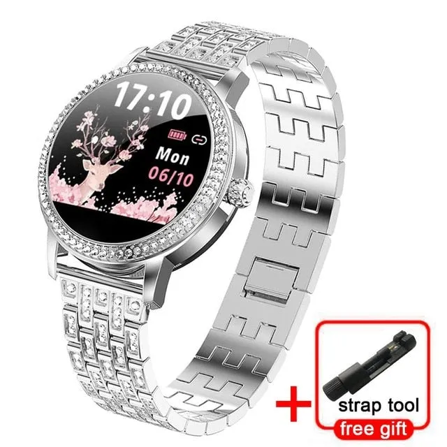 Diamond-studded Smart Watch 2020 For Women Lovely Steel Sport Watch IP68 waterproof Fitness bracelet Heart Rate LW20 Smartwatch
