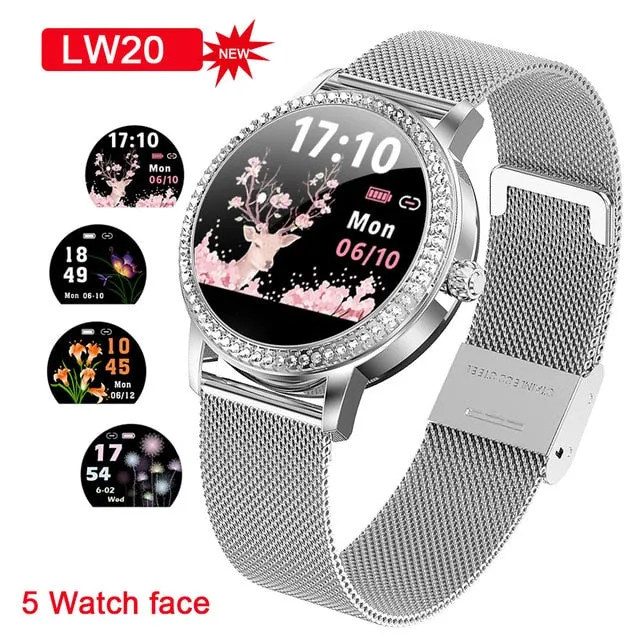 Diamond-studded Smart Watch 2020 For Women Lovely Steel Sport Watch IP68 waterproof Fitness bracelet Heart Rate LW20 Smartwatch