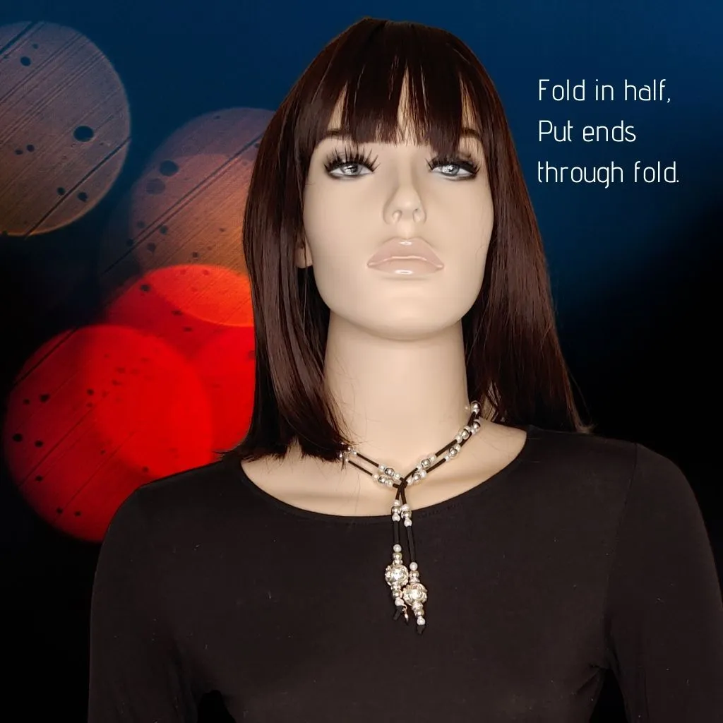 Dimensional Silver Beaded Lariat