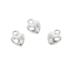 Domed Heart Charm in Sterling Silver 5x7mm