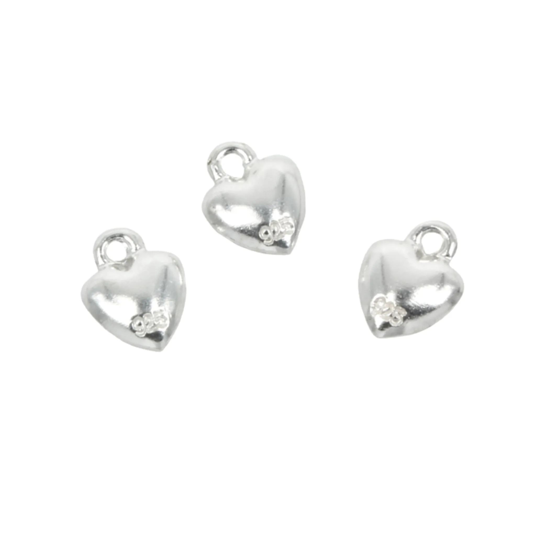 Domed Heart Charm in Sterling Silver 5x7mm