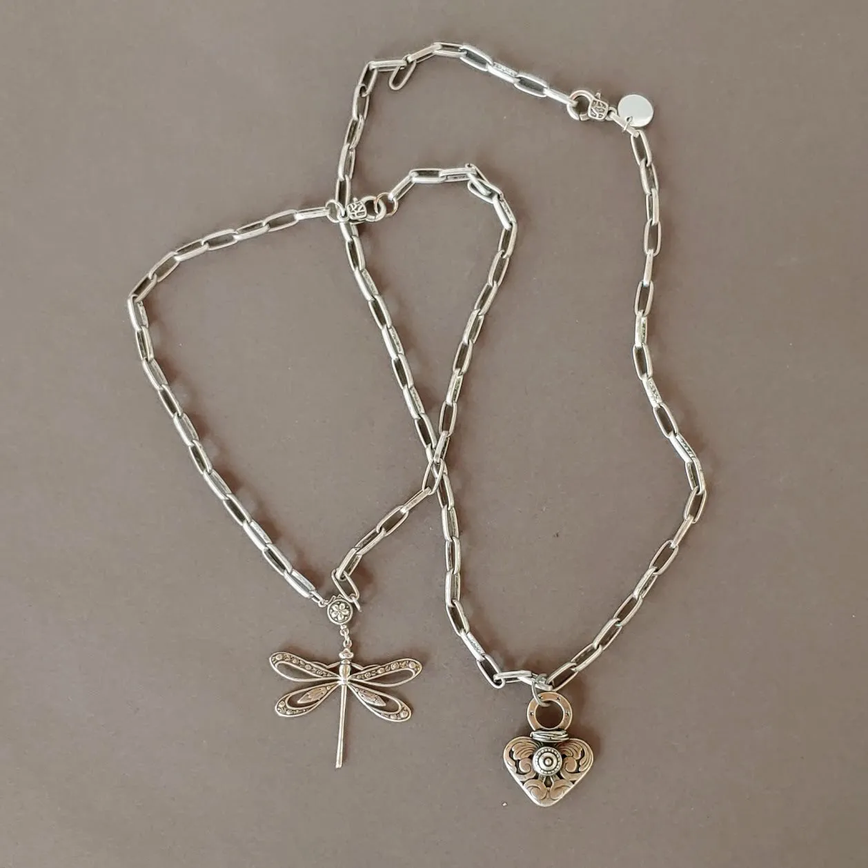 Dragonfly Chain Necklace Oxidized Silver