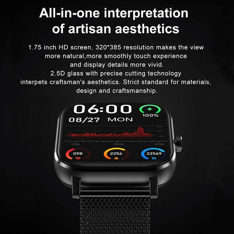 DT35  Smart Watch Men Women 1.75inch Bluetooth Call Watches ECG PPG