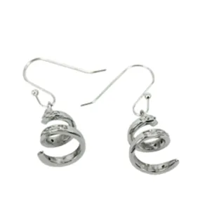 Ear Wires with Inner Ball Loop with Cubic Zirconia Inlays in Sterling Silver 19.6x11.2mm 20 Gauge