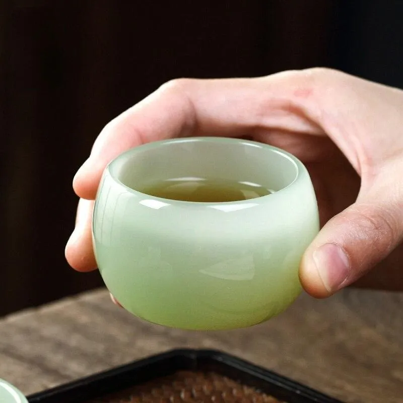 Elegant Cyan Jade Porcelain Tea Cup - A Tea Connoisseur's Essential