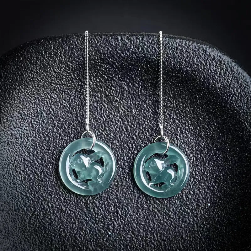 Fengshui Rabbit Jade Earrings-Attract Luck