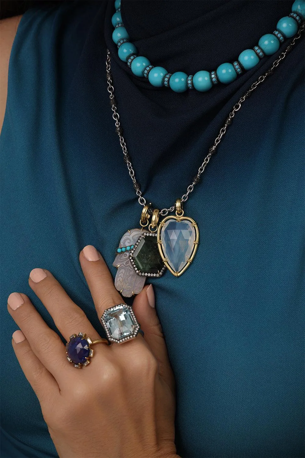 Fire Moon Quartz Heart Pendant