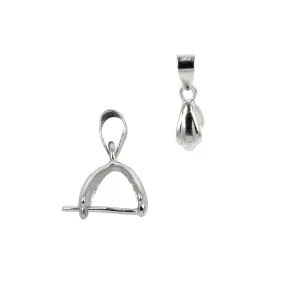 Flared Pinch Bail with Loop in Sterling Silver 15x4.5x8mm