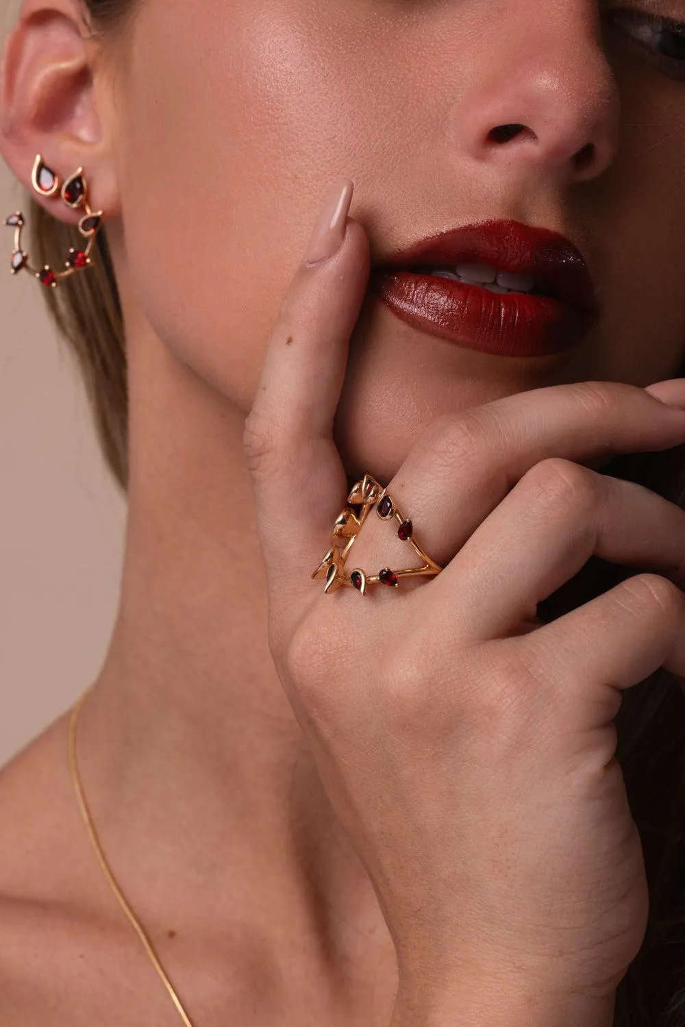 Flicker Open Garnet Ring