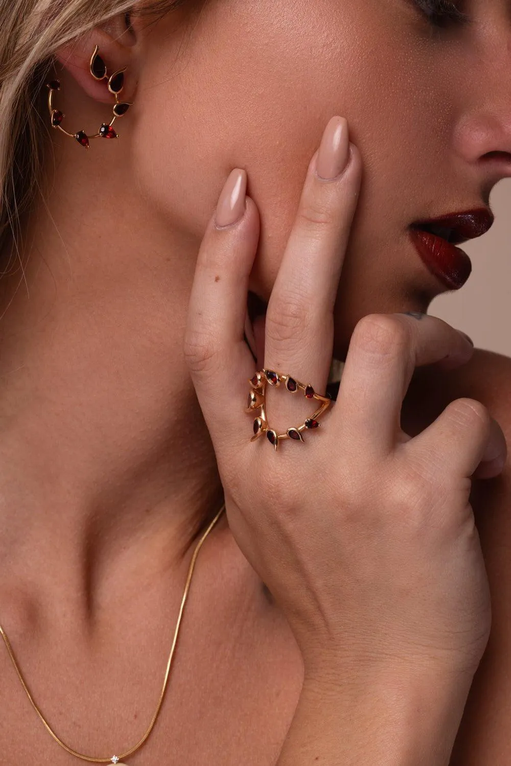 Flicker Open Garnet Ring
