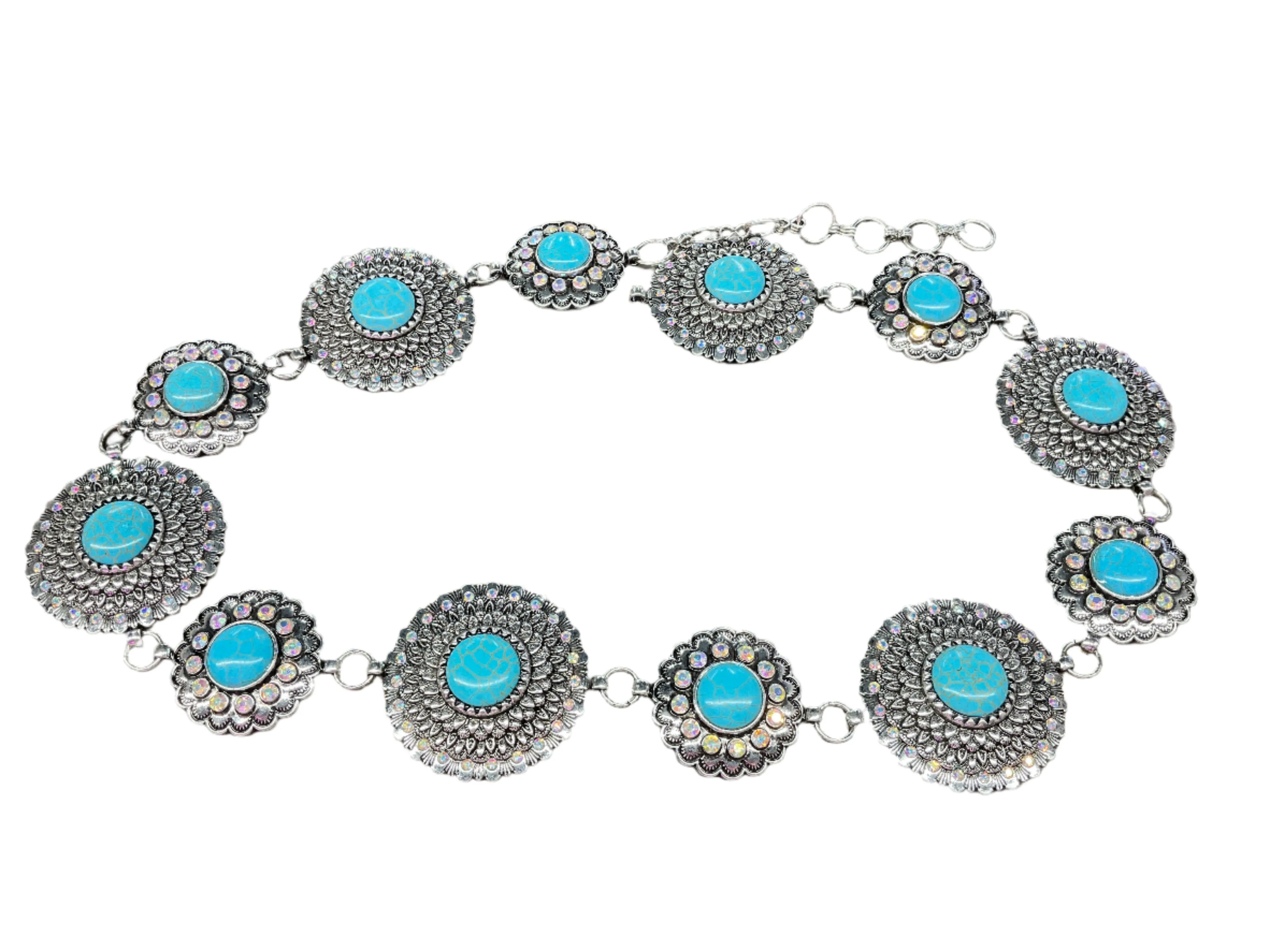 Flower w/ Diamond and Turquoise Concho Belt