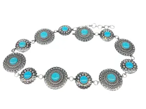 Flower w/ Diamond and Turquoise Concho Belt
